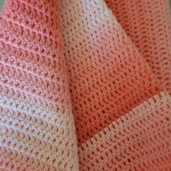 🎉HP🎉NEW Handmade Crochet Ombre Sea Coral Blanket /Throw - Picture 4 of 11